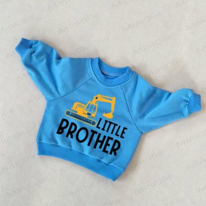 BIG/LITTLE BROTHER Baby Toddler Excavator Blue Sweatshirt - Lil Brother - 3-5T - image 2
