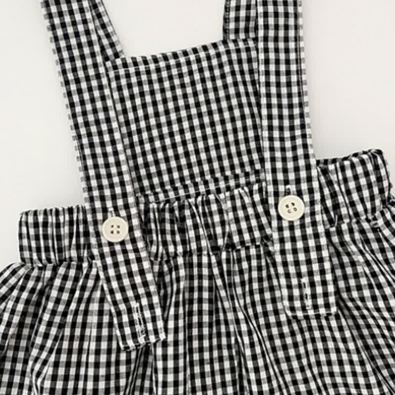 Toddler Baby Girls White Long Sleeve Top or Gingham Pinafore - image 7