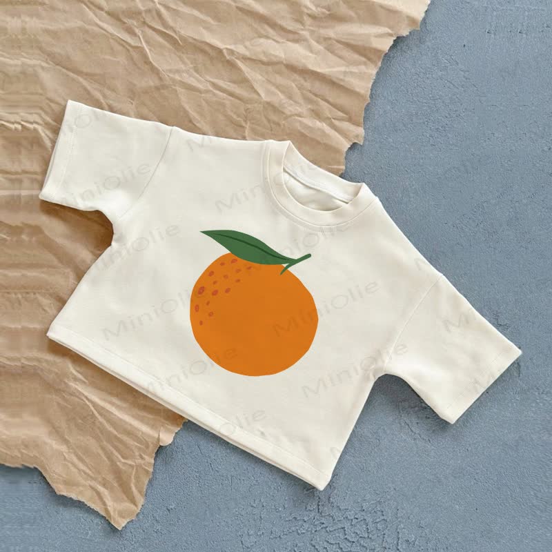 Baby Orange Print White Casual T-Shirt - White - 2-3T - image 1