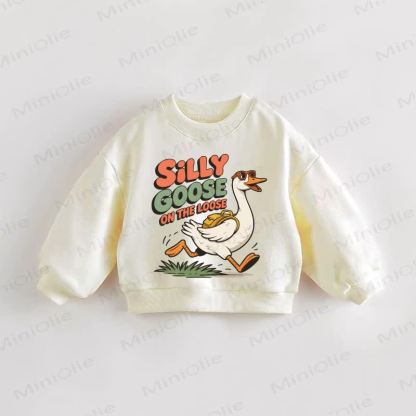 SILLY GOOSE ON THE LOOSE Baby Toddler Goose Pattern Sweatshirt - Cream - 3-5T - image 1