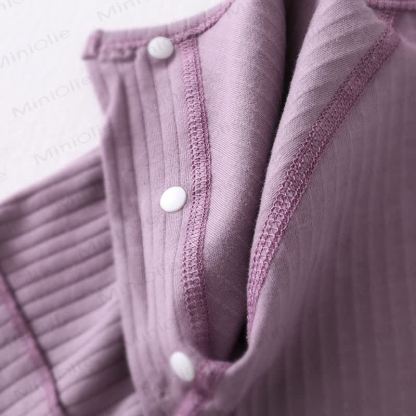 Baby Solid Color Ribbed Pajamas Romper - image 3