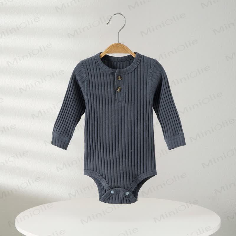 Baby Ribbed Solid Color Button Bodysuit - Dark Blue - 18-24M - image 13