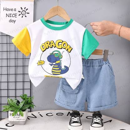 Toddler Boys Excavator Print Tee and Shorts 2-Piece Set - Green - 4-5T - image 3