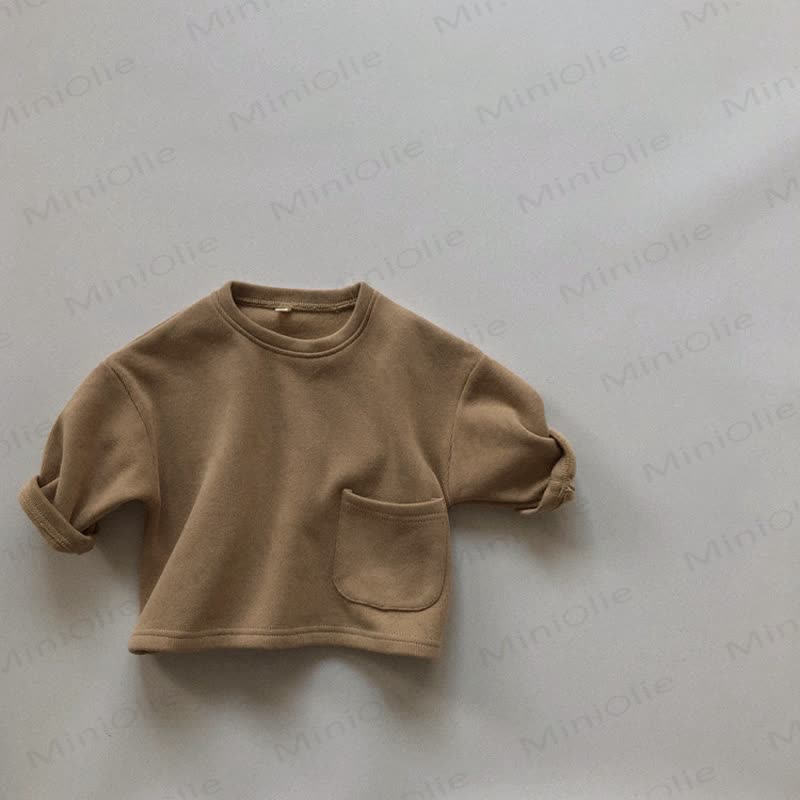 Toddler Solid Color Inner Fleece T-Shirt - Khaki - 8Y - image 10