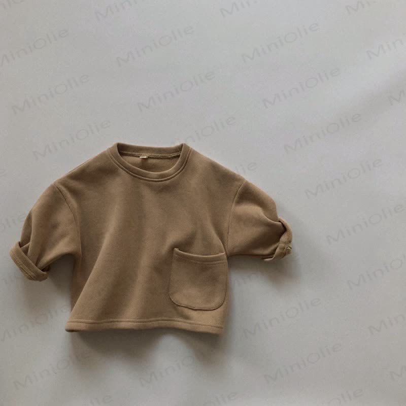 Toddler Solid Color Inner Fleece T-Shirt - Khaki - 8Y - image 10