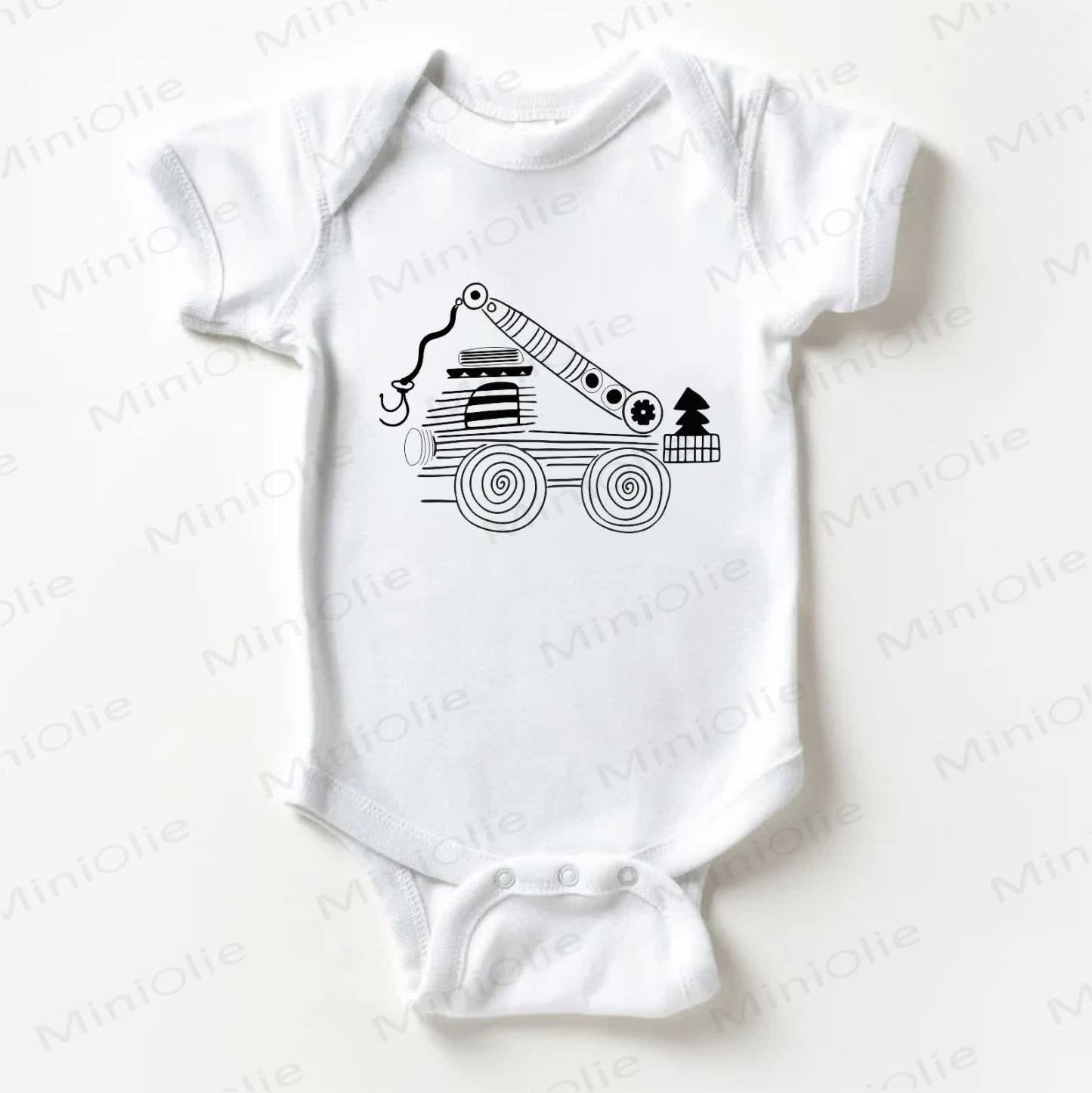 Baby Excavator White Bodysuit - White - 18-24M - image 1
