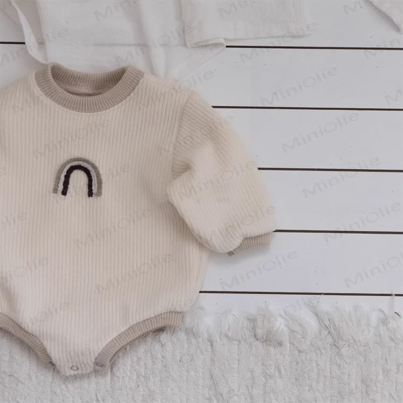 Baby Rainbow Ribbed Fleece Lined Bodysuit - image 4