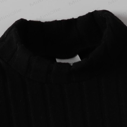 Toddler Kid Girl Dot Bow Fur Tank Top & Black Dress - image 4