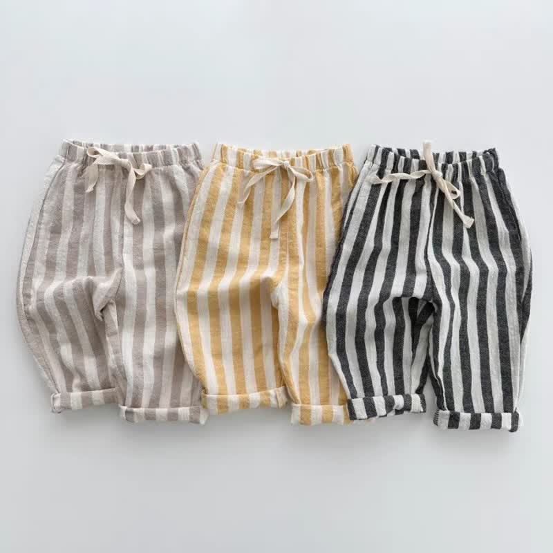 Baby Striped Drawstring Casual Pants - image 1