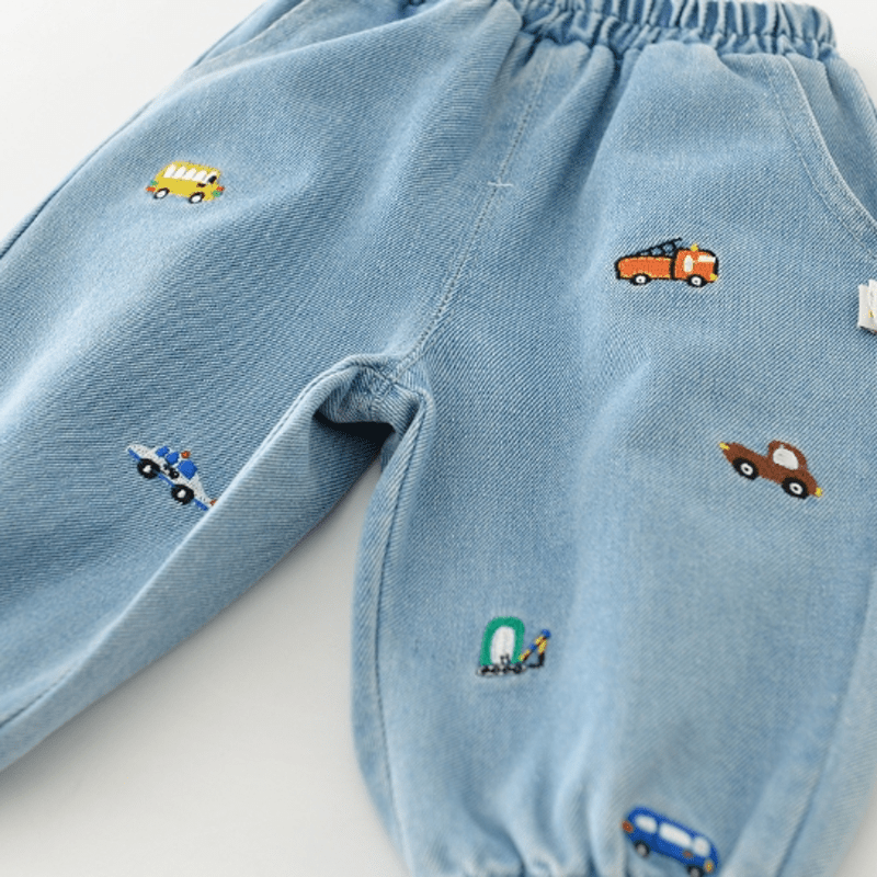 Baby Denim Embroidered Vehicle Pants - image 9