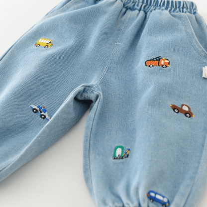 Baby Denim Embroidered Vehicle Pants - image 9