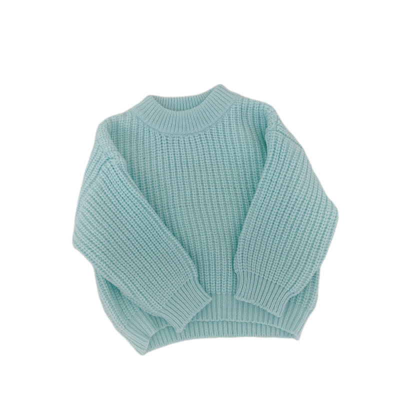Baby Solid Color Loose Sweater - Blue - 2-3T - image 12