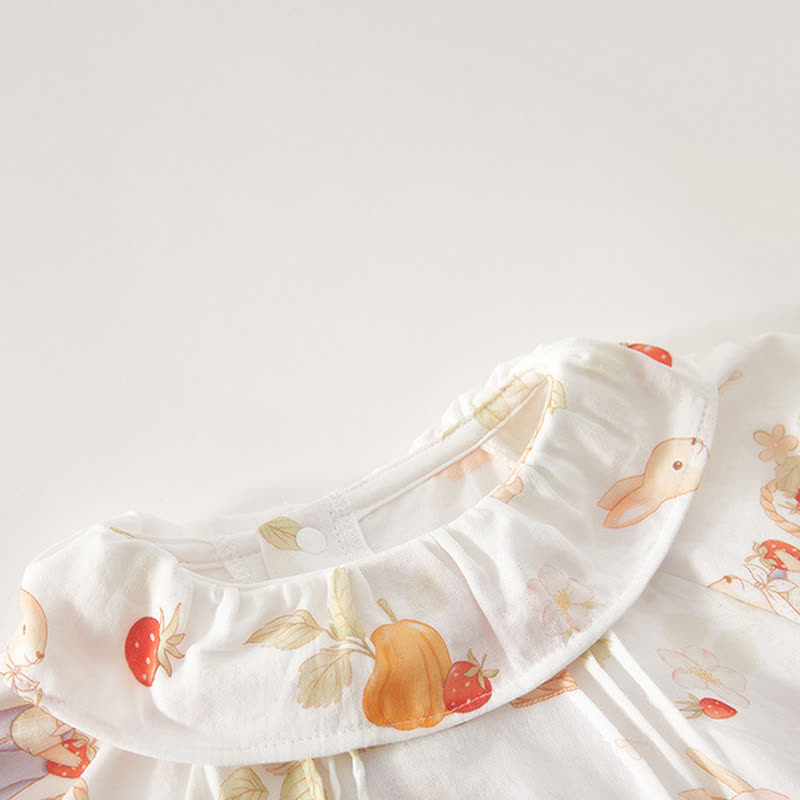 Baby Toddler White Animal and Fruit Print Top and Shorts 2-piece Set - image 4