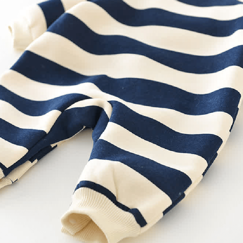 Baby Striped Bear Fleece Lined Romper - image 7