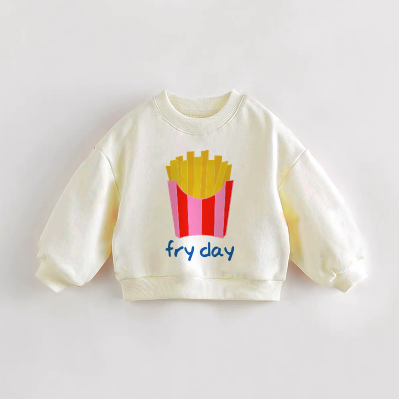 FRY DAY Baby Toddler French Fries Sweatshirt - Cream - 3-5T - image 1