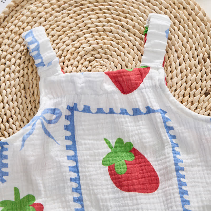 Baby Girls Strawberry Bows Romper with Hat - image 4