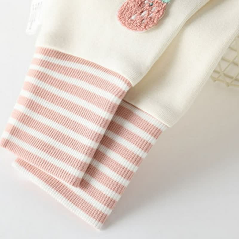 Toddler Baby Strawberry/Flower Applique Striped Cuff Leggings - image 11