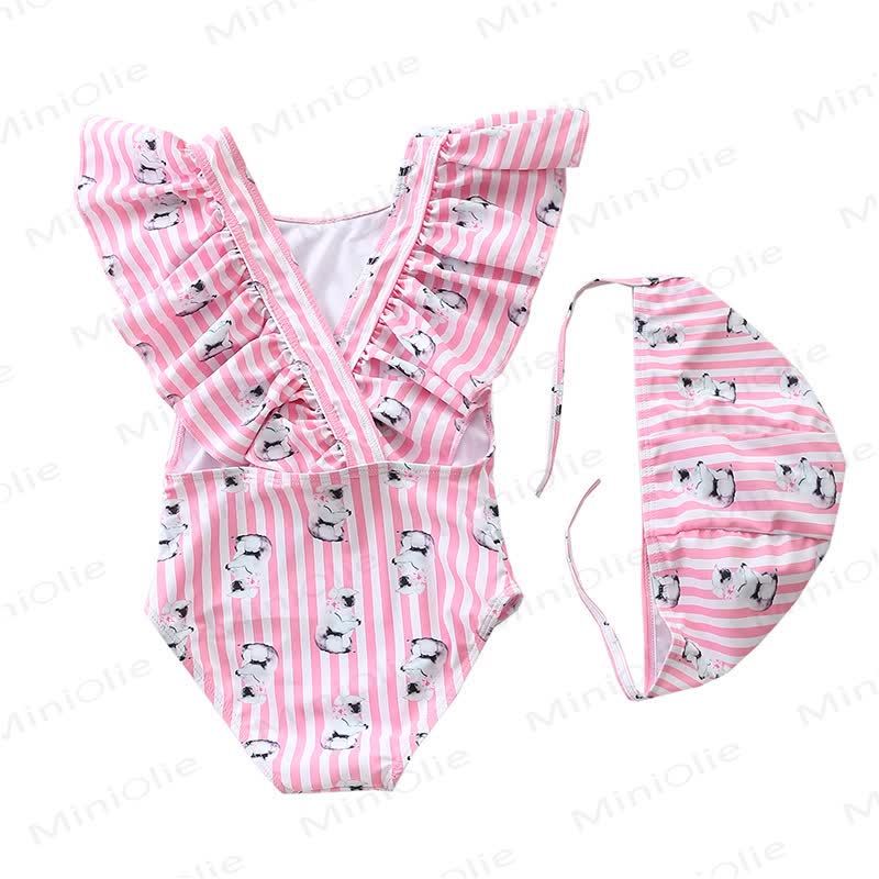 Toddler Girls Striped Plaid Fruit Print Polka Dot Swimwear - Light Pink - 4-5T - image 12