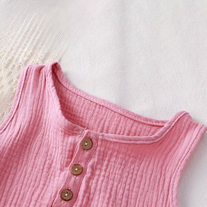 Baby Solid Color Pocket Sleeveless Romper with Hat - image 10