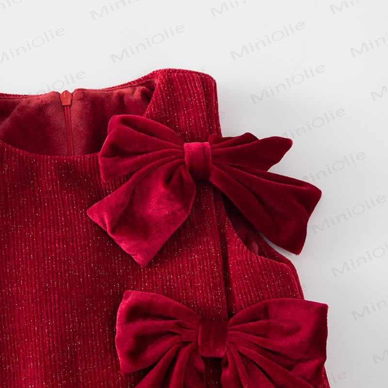 Toddler Triple Bow Sweet Red Dress - image 5