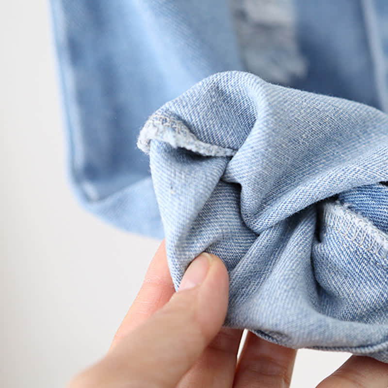Baby Hole Denim Pocket Romper - image 7