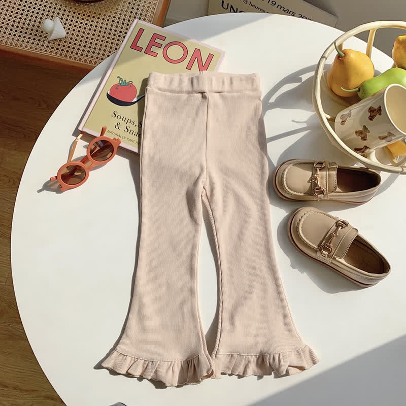 Toddler Solid Color Bell-bottomed Pants - Apricot - 10Y - image 14