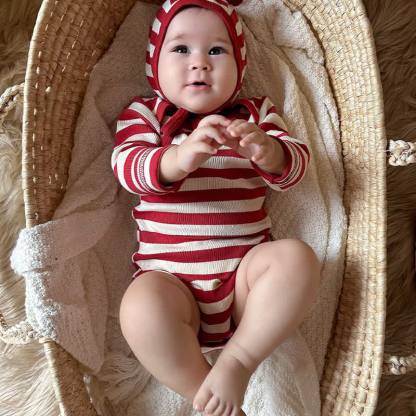 Baby Red White Stripe Onesie - image 8