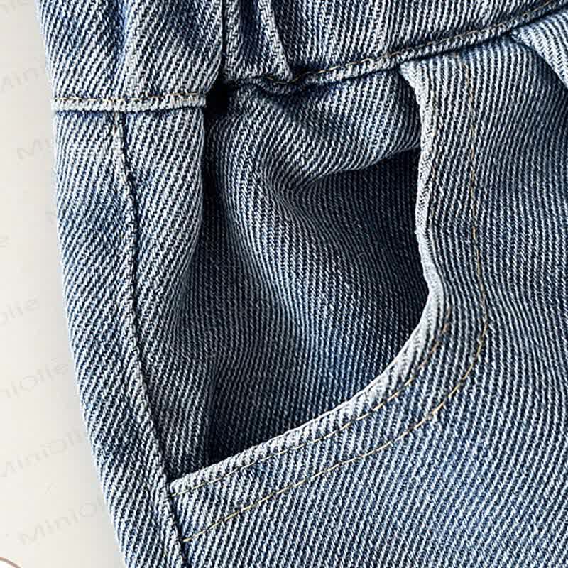 Toddler Boys Solid Color Washed Denim Pants - image 8