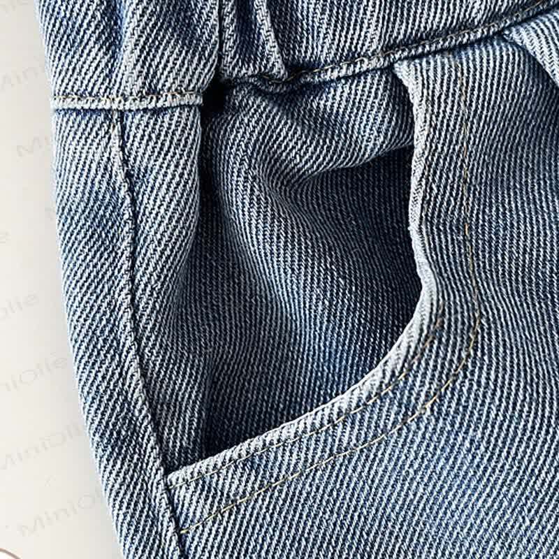 Toddler Boys Solid Color Washed Denim Pants - image 8