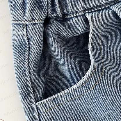 Toddler Boys Solid Color Washed Denim Pants - image 8
