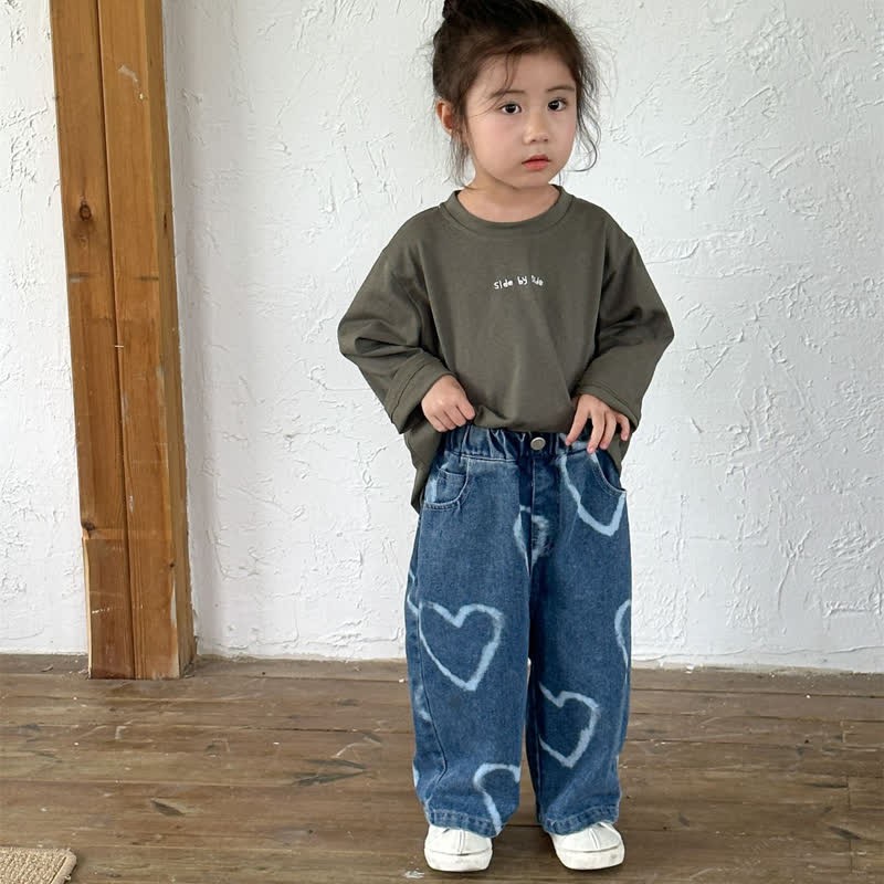 Toddler Lovely Heart Denim Loose Pants - image 15
