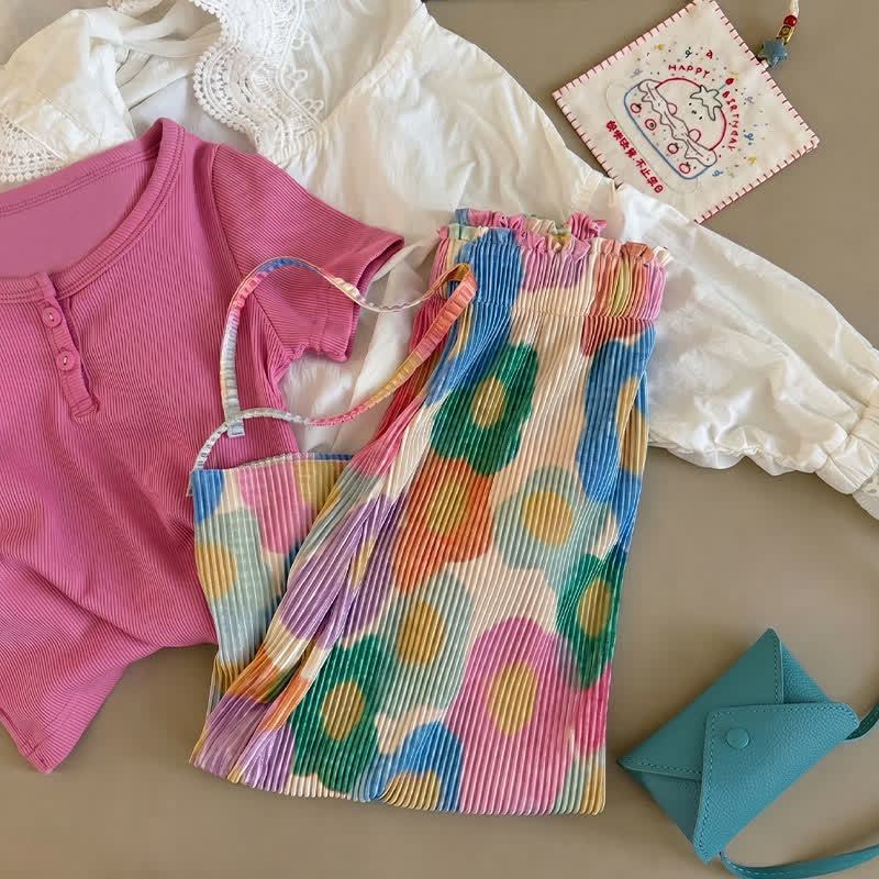 Toddler Girls Striped Full-Print Pants - Multicolor Flower - 8-9T - image 7