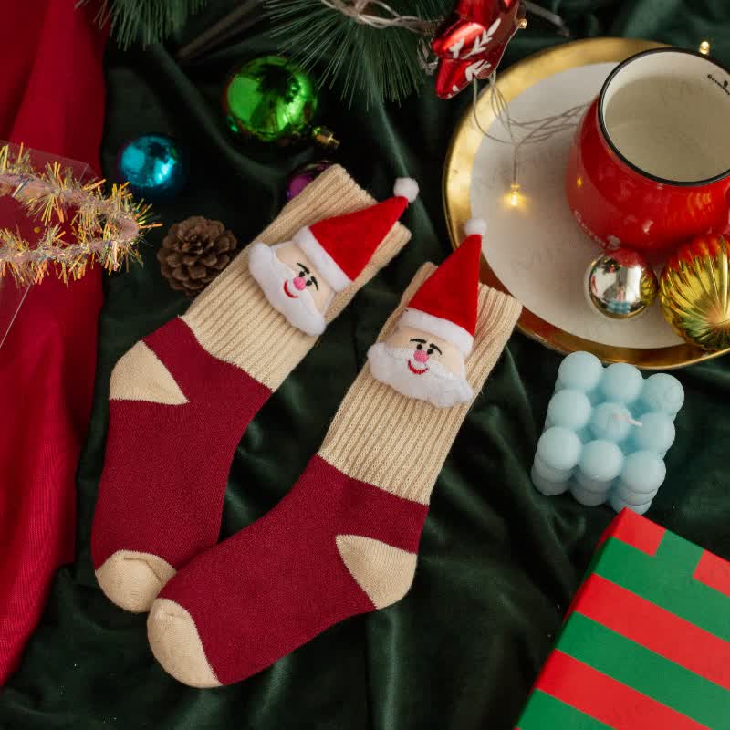 Baby Christmas 3D Doll Warm Floor Socks - Red Santa Claus - 6-10T - image 4