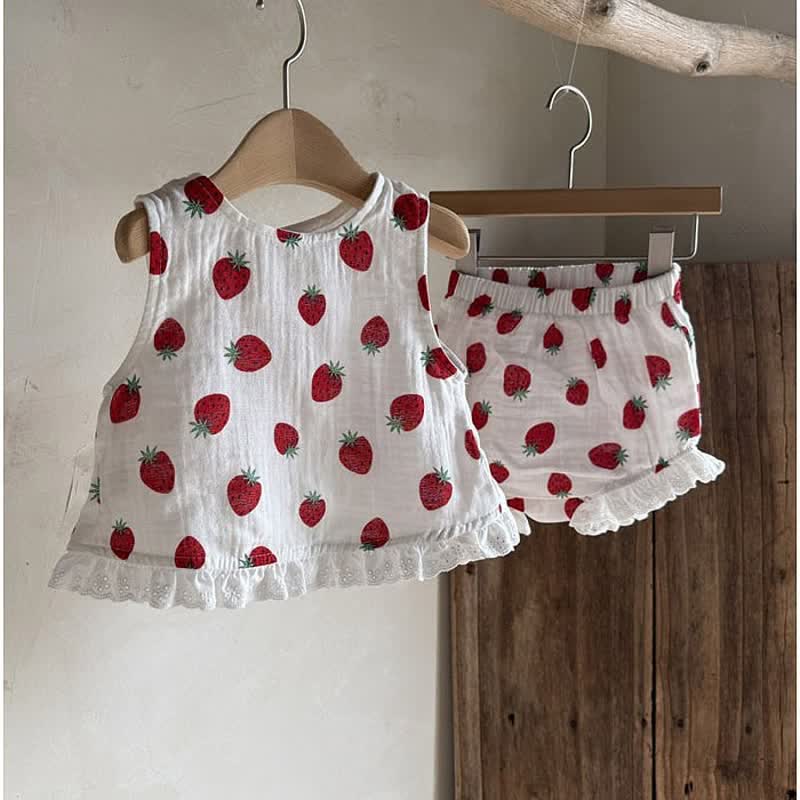 Baby Toddler 2-Piece Strawberry Sleeveless Set - Strawberry - 2-3T - image 4