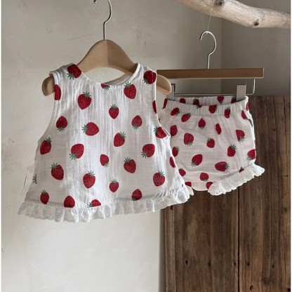 Baby Toddler 2-Piece Strawberry Sleeveless Set - Strawberry - 2-3T - image 4
