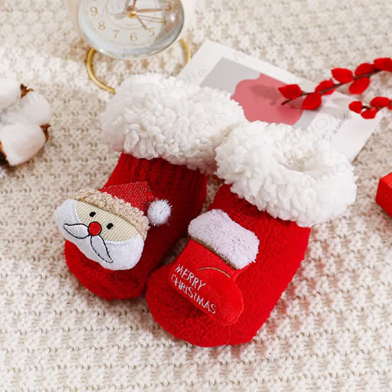 Baby Santa Claus Tree Reindeer Sherpa Floor Socks - Santa Claus and Boot - 1-3T - image 6