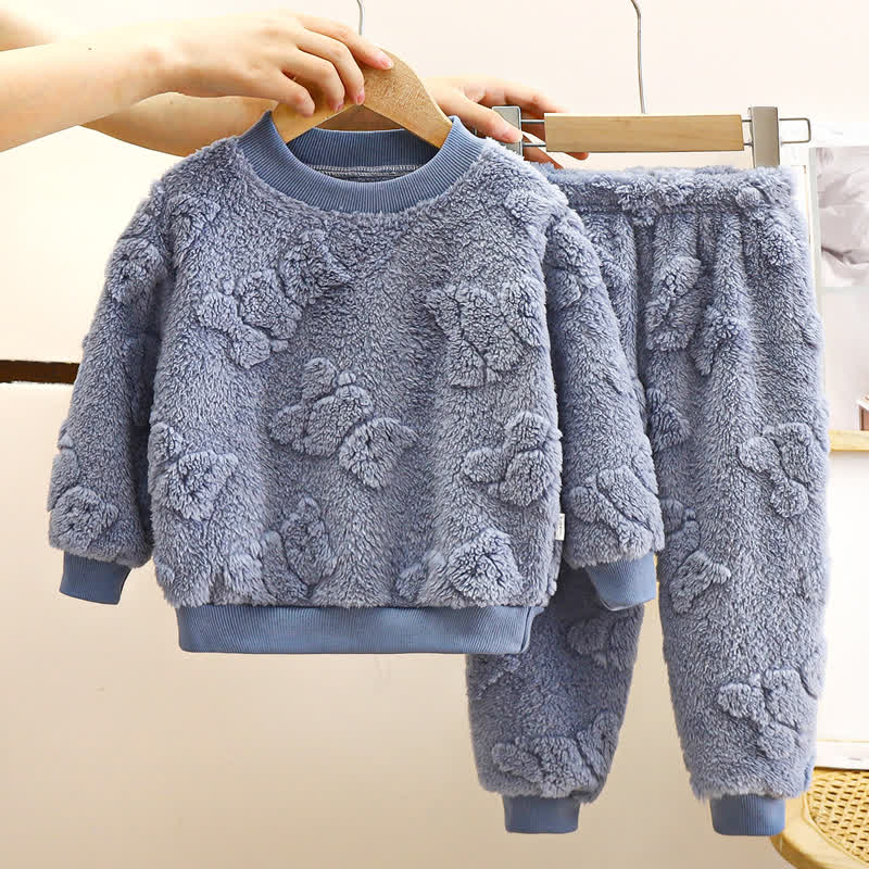 Toddler Kid Fleece Bear 2-piece Set - Blue - 12Y - image 3