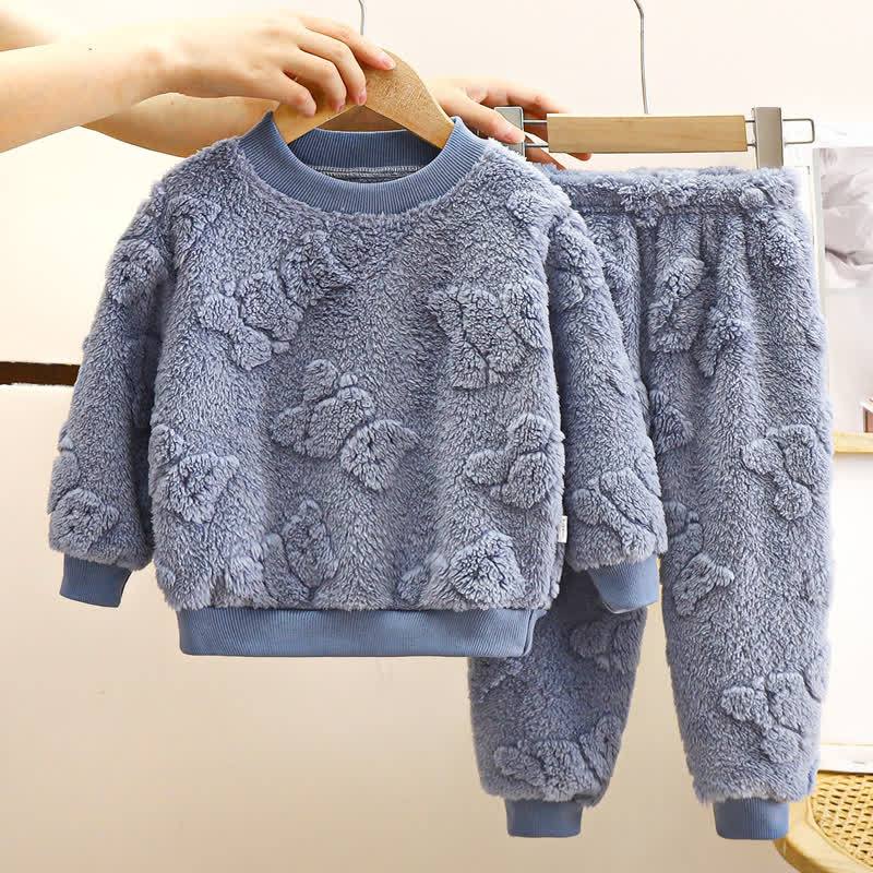 Toddler Kid Fleece Bear 2-piece Set - Blue - 12Y - image 3