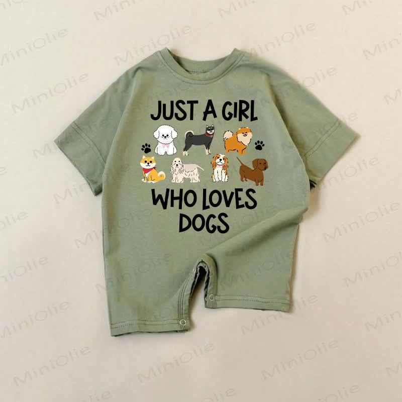 JUST A GIRL WHO LOVES DOGS Baby Green Romper - Green - 18-24M - image 1