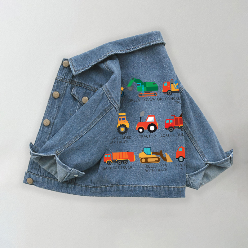 Toddler Kid Car Pattern Denim Jacket - Blue - 10-11T - image 1