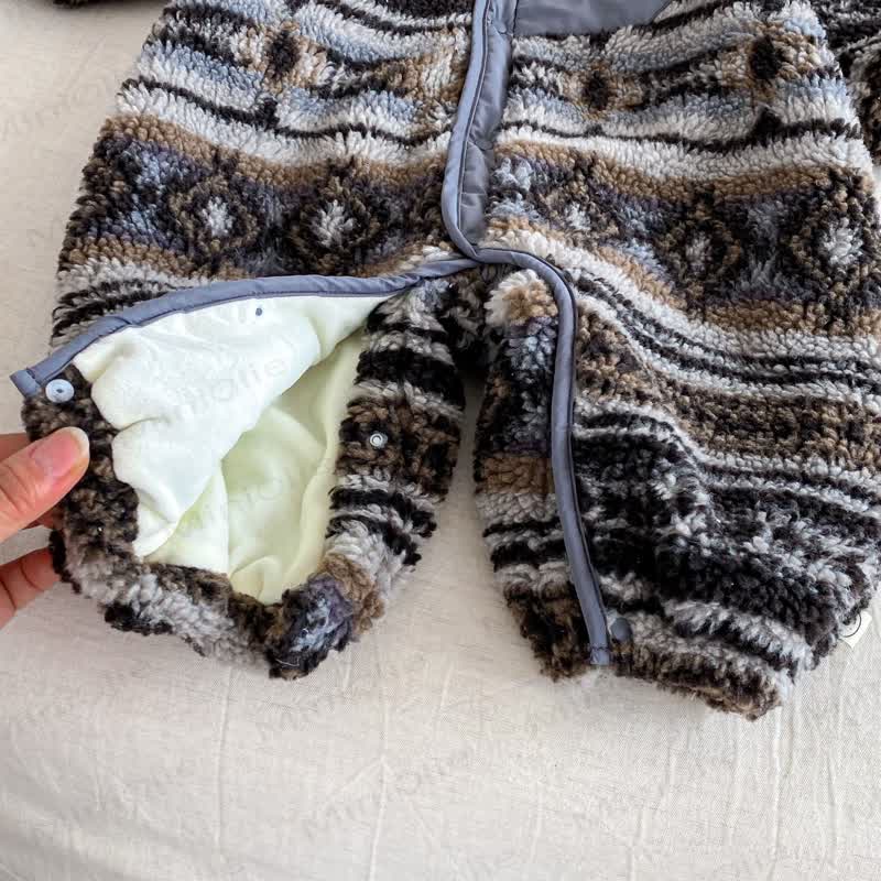 Baby Lamb Fleece Retro Hooded Romper - image 7