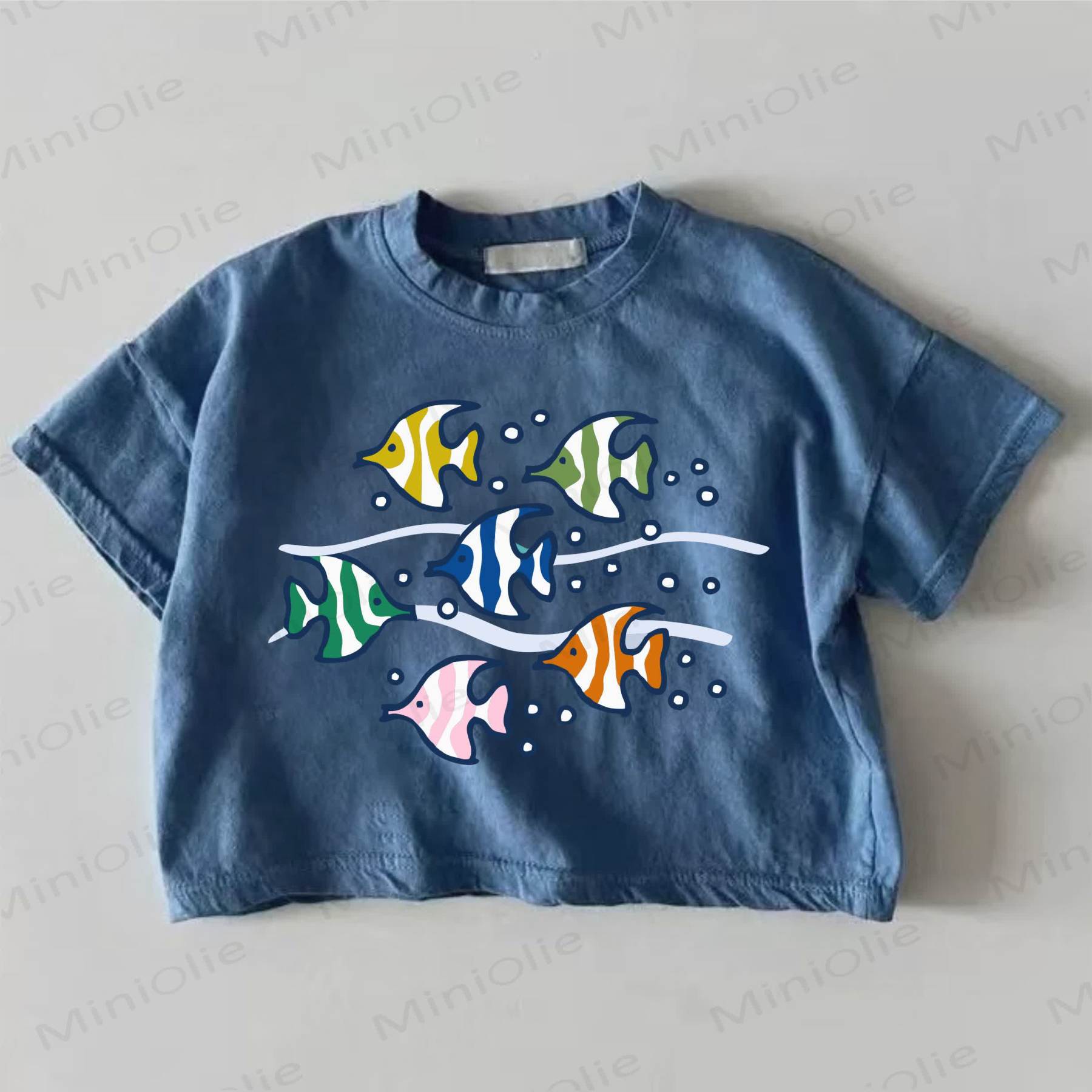 Baby Fish Print Blue T-shirt - Blue - 18-24M - image 1
