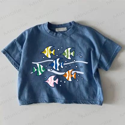 Baby Fish Print Blue T-shirt - Blue - 18-24M - image 1