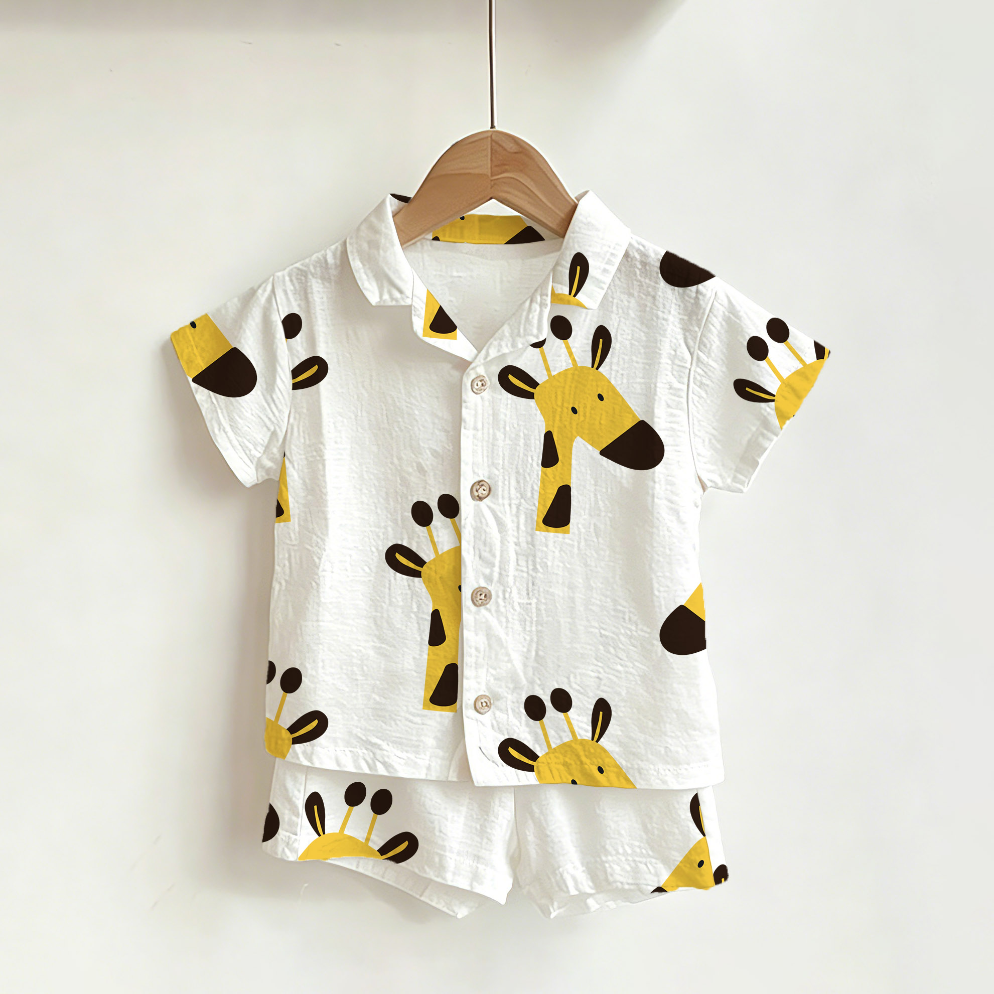 Baby Toddler White Giraffe Shirt and Shorts 2-piece Set - White - 3-5T - image 1