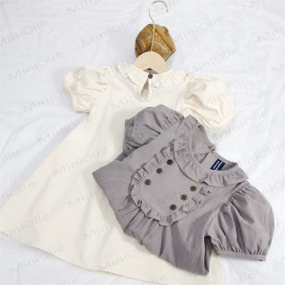 Baby Toddler Solid Color Ruffled Collar Dress - image 5