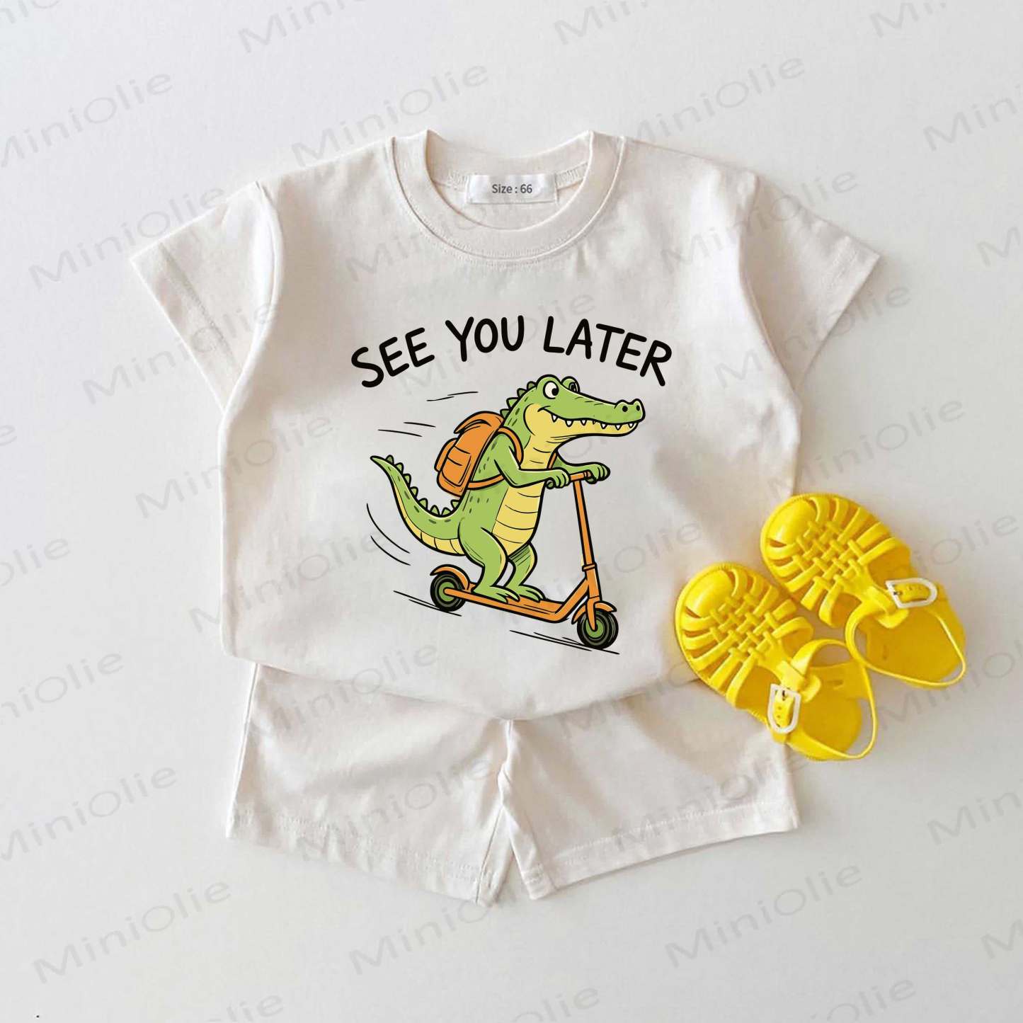 SEE YOU LATER Baby Dino Print White 2-piece Set - White - 18-24M - image 1