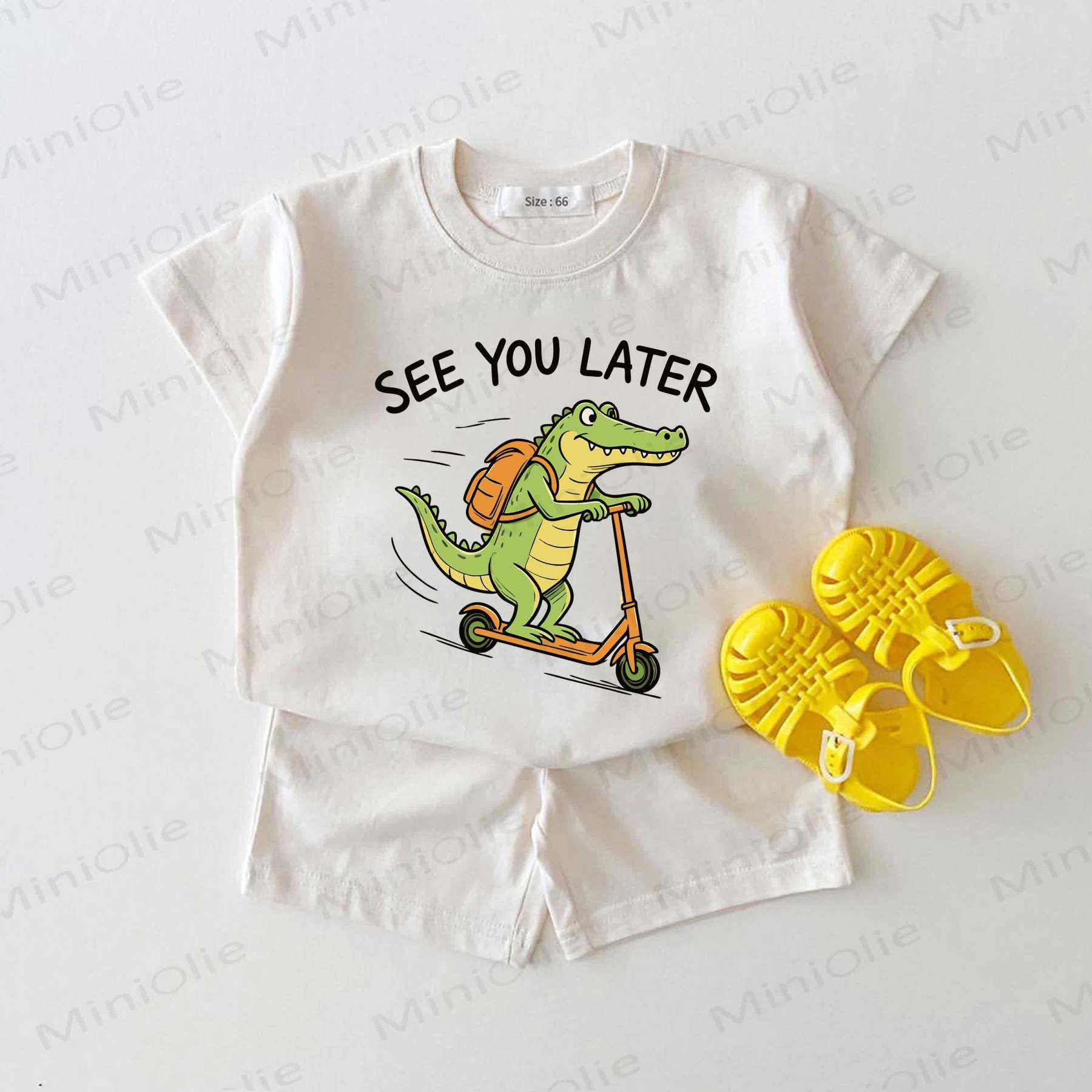 SEE YOU LATER Baby Dino Print White 2-piece Set - White - 18-24M - image 1