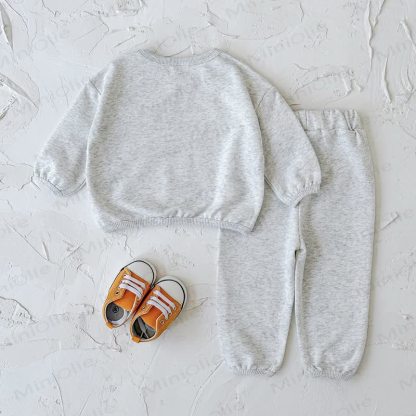 Baby Girl Solid Color 2-piece Sweatshirt Set - image 8