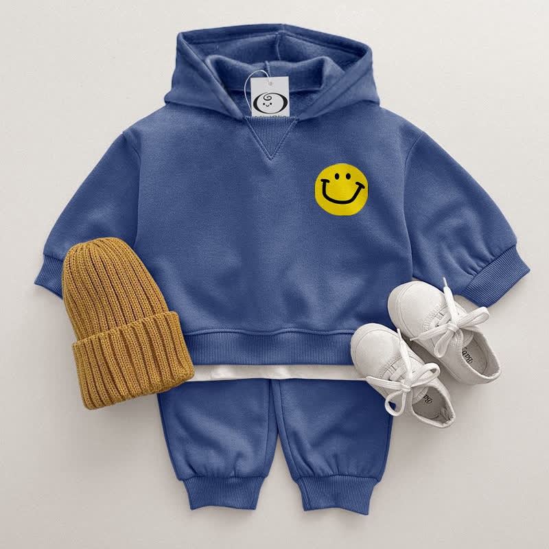 Baby 2-Piece Happy Face Blue Sweatsuit Set - Blue - 2-3T - image 3