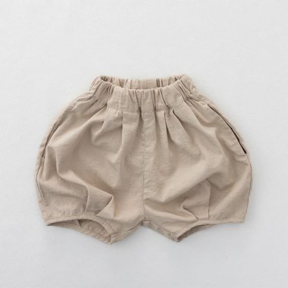 Toddler Cotton Solid Color Shorts - Beige - 6-7T - image 4